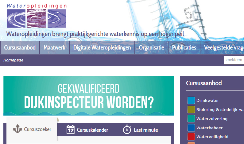 Screenshot van Wateropleidingen-website