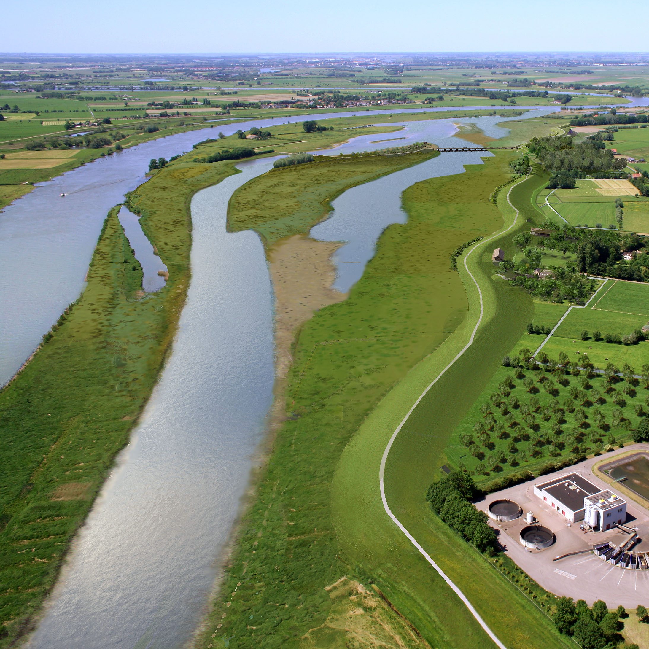 Luchtfoto Ruimte voor de Rivier Zwolle, waterschap Groot Salland